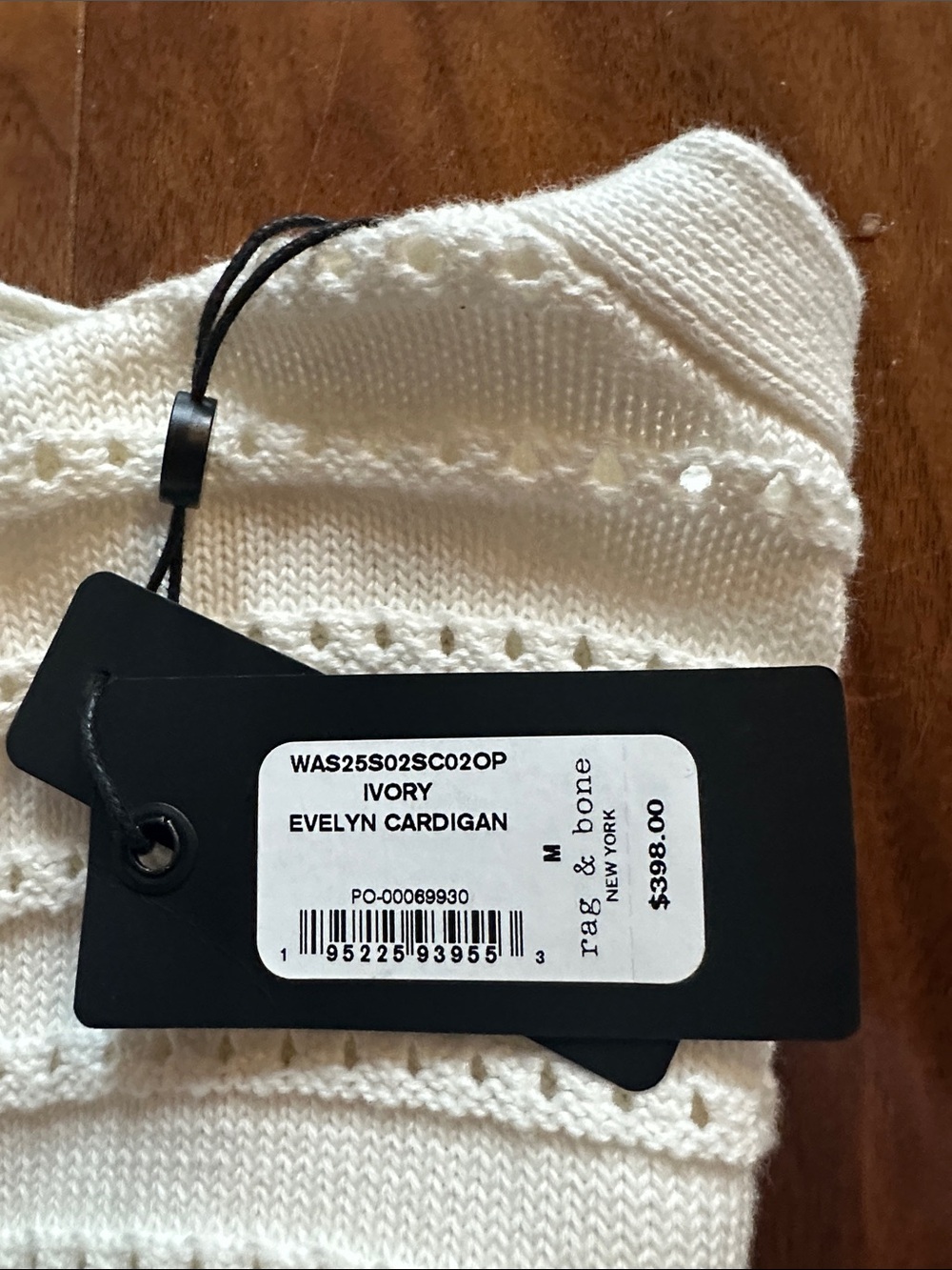 rag & bone Cream Eyelet Knit Cardigan with Gold Buttons - Picture 2 of 4